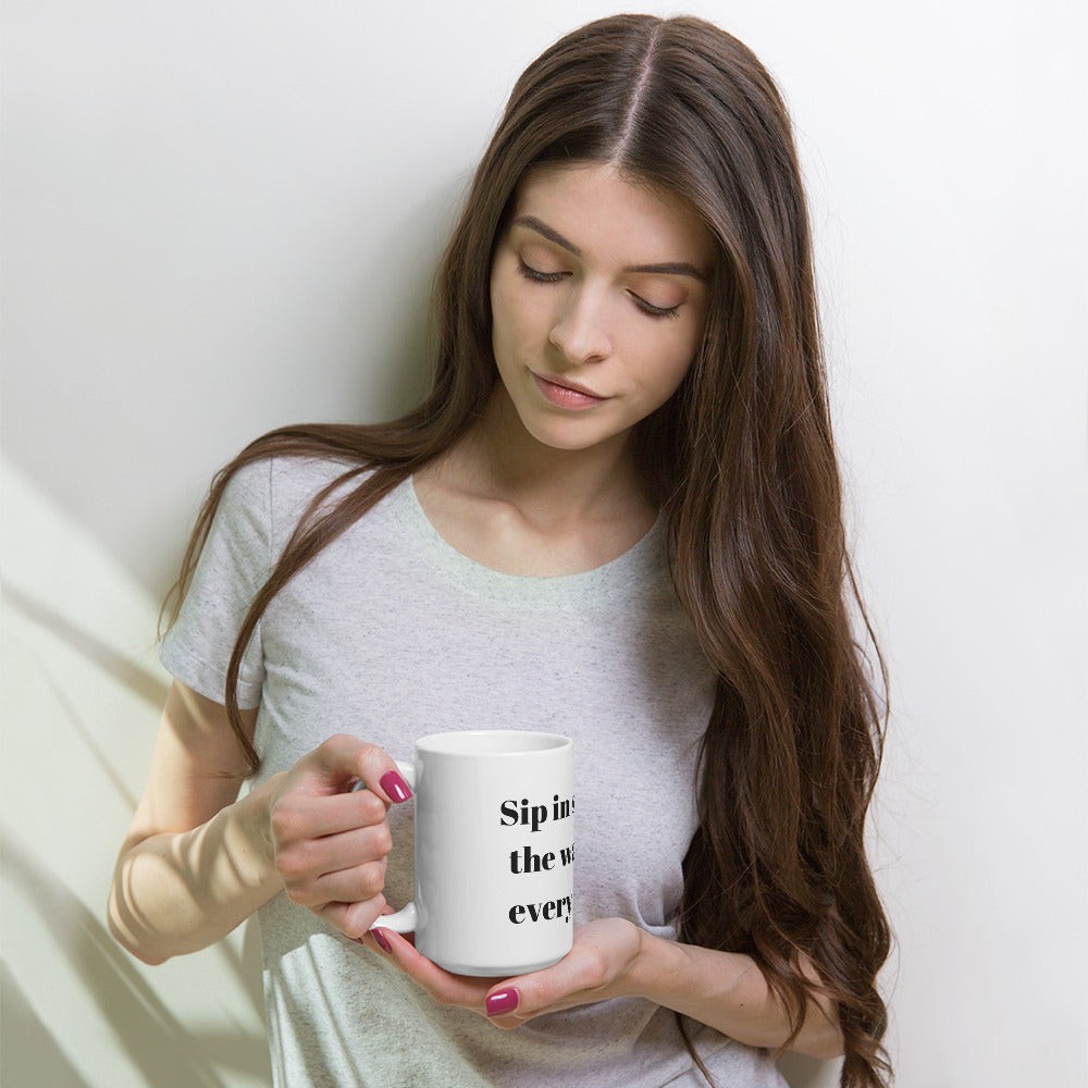 "Sip in style, feel the warmth of every moment" Black Glossy Mug
